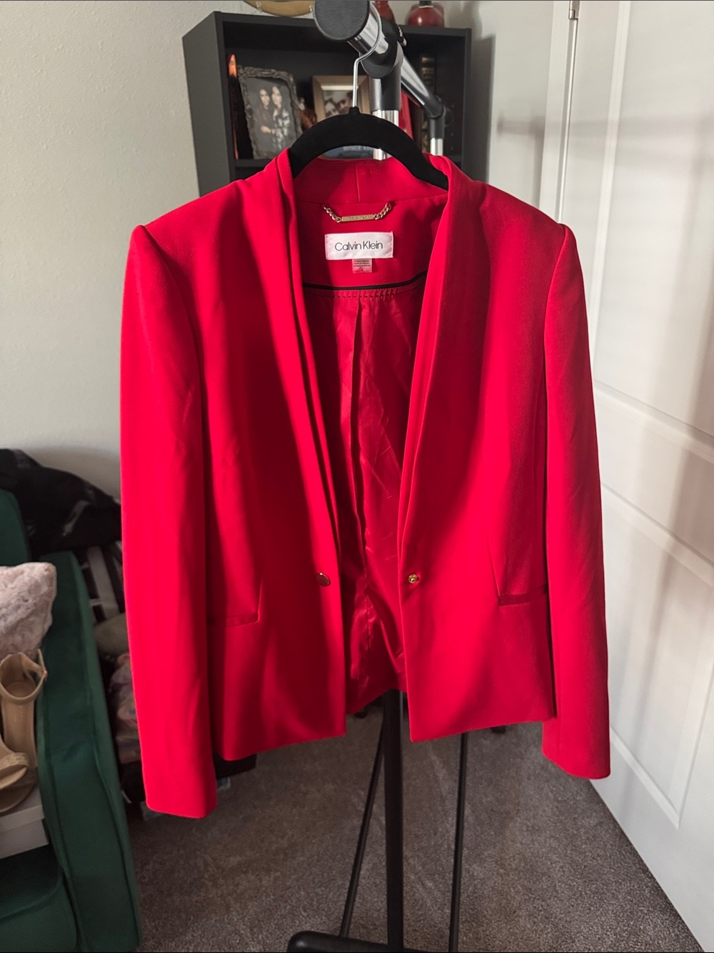 Calvin Klein Red Shawl Collar Blazer